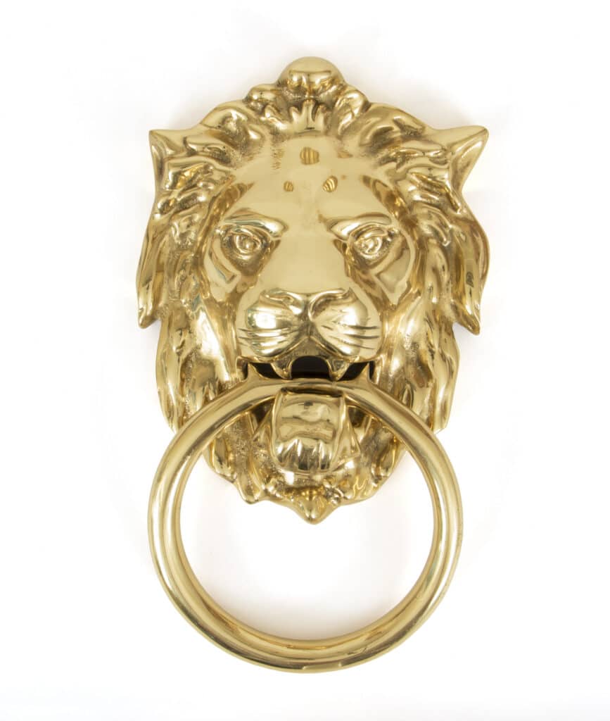 Polished Brass Lion Head Door Knocker 1