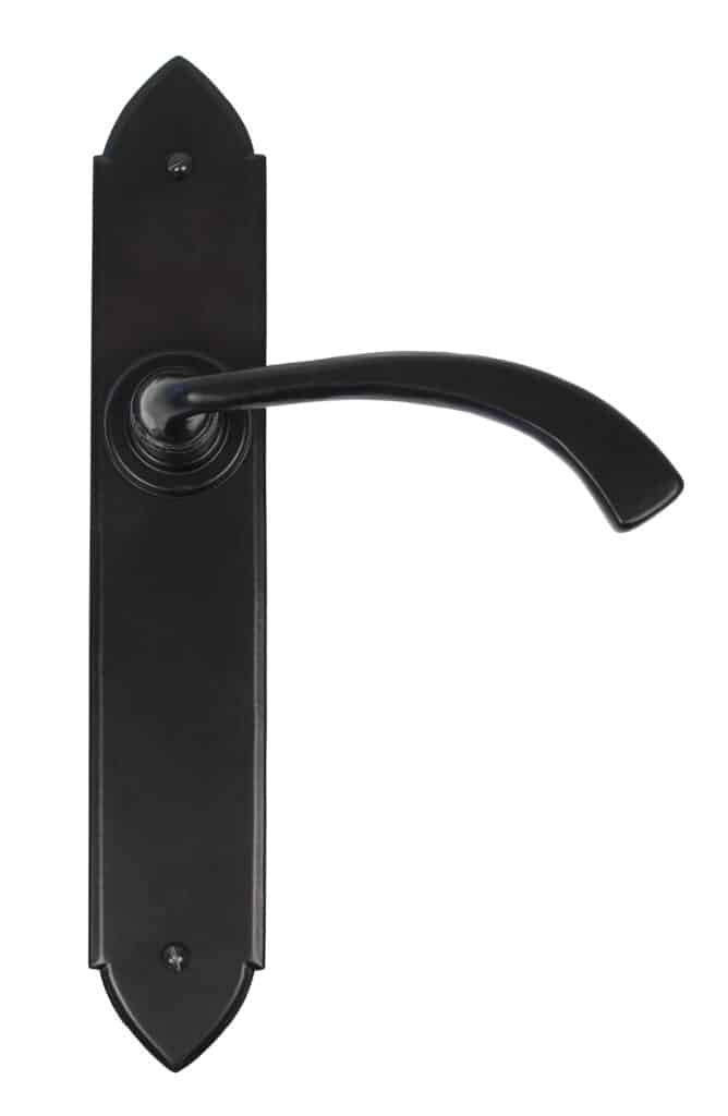 Black Gothic Curved Sprung Lever Latch Set 1