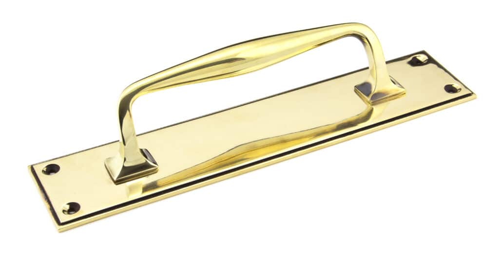 Aged Brass 300mm Art Deco Pull Handle on Backplate 1