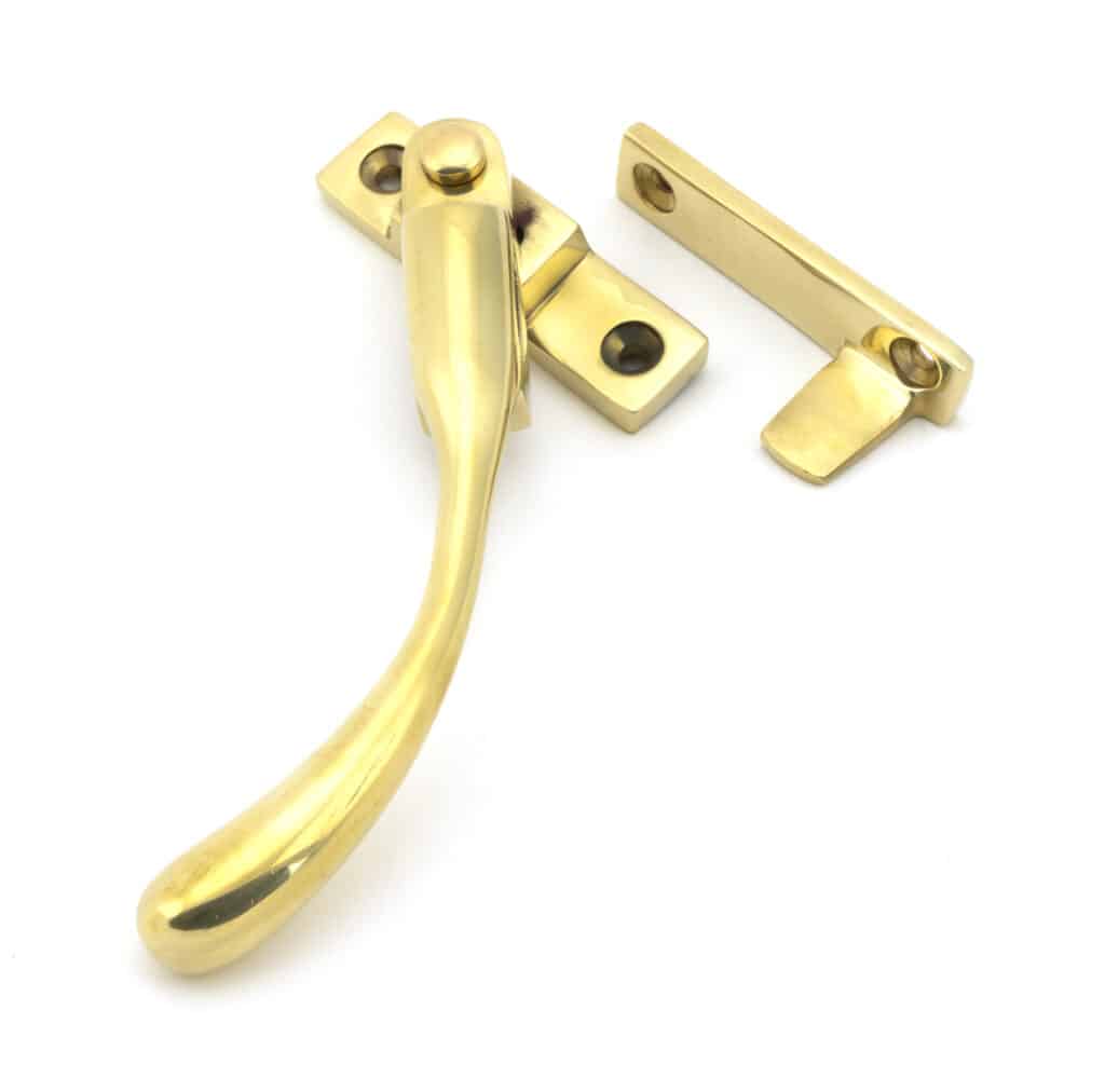 Polished Brass Night-Vent Locking Peardrop Fastener - LH 1