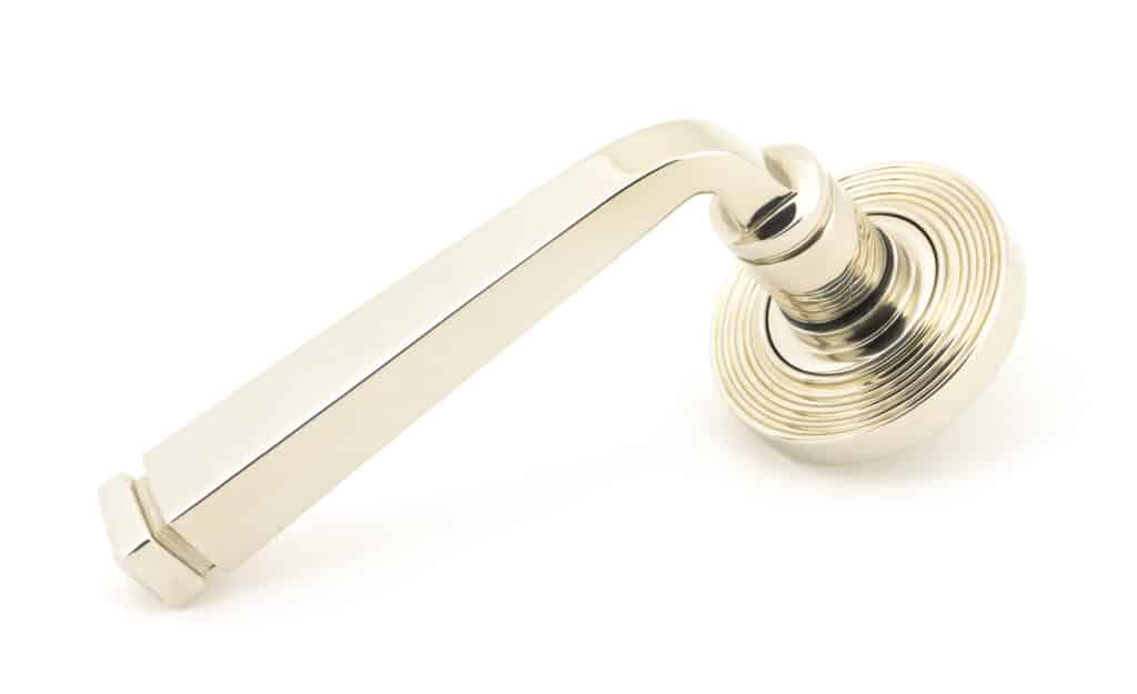 Polished Nickel Avon Round Lever on Rose Set (Beehive) 1
