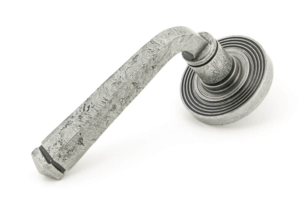 Pewter Avon Round Lever on Rose Set (Beehive) 1