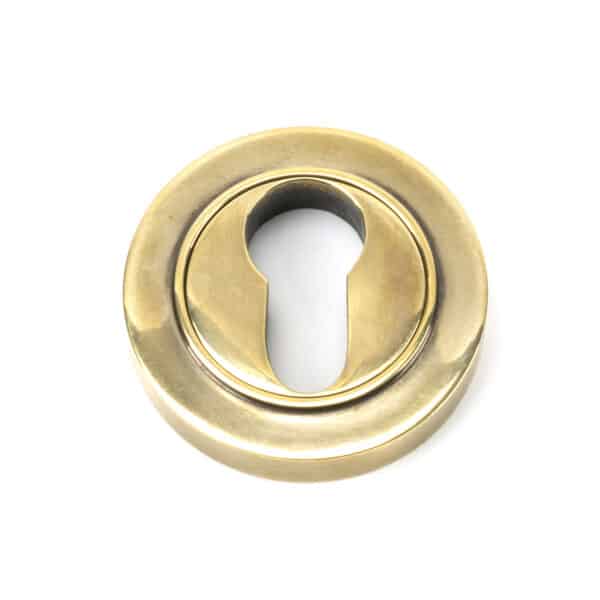 Aged Brass Round Euro Escutcheon (Plain) 1