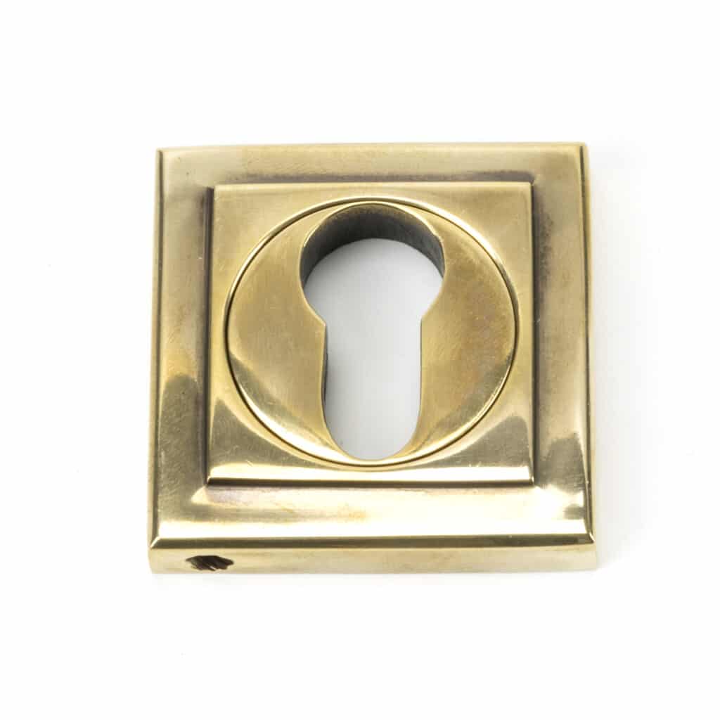 Aged Brass Round Euro Escutcheon (Square) 1