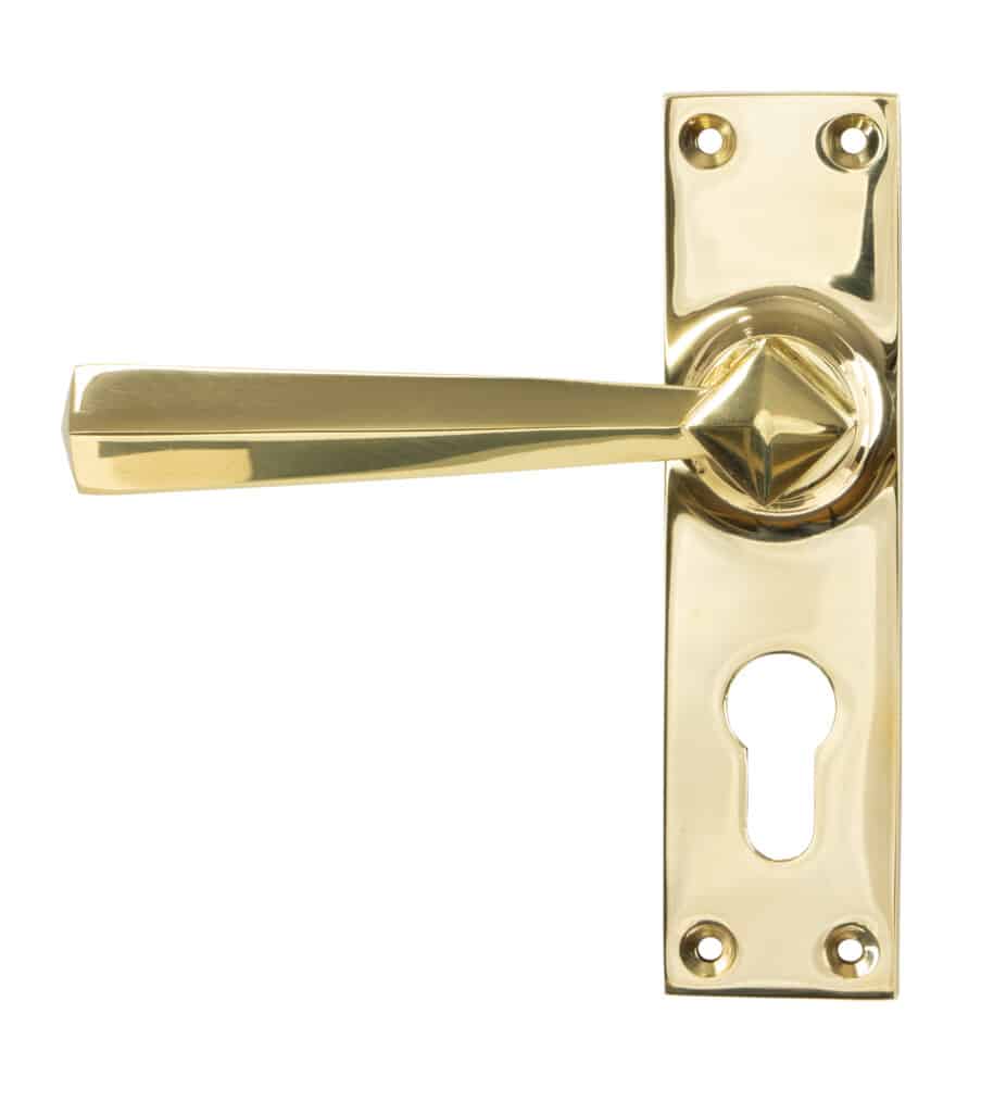 Polished Brass Straight Lever Euro Lock Set 1