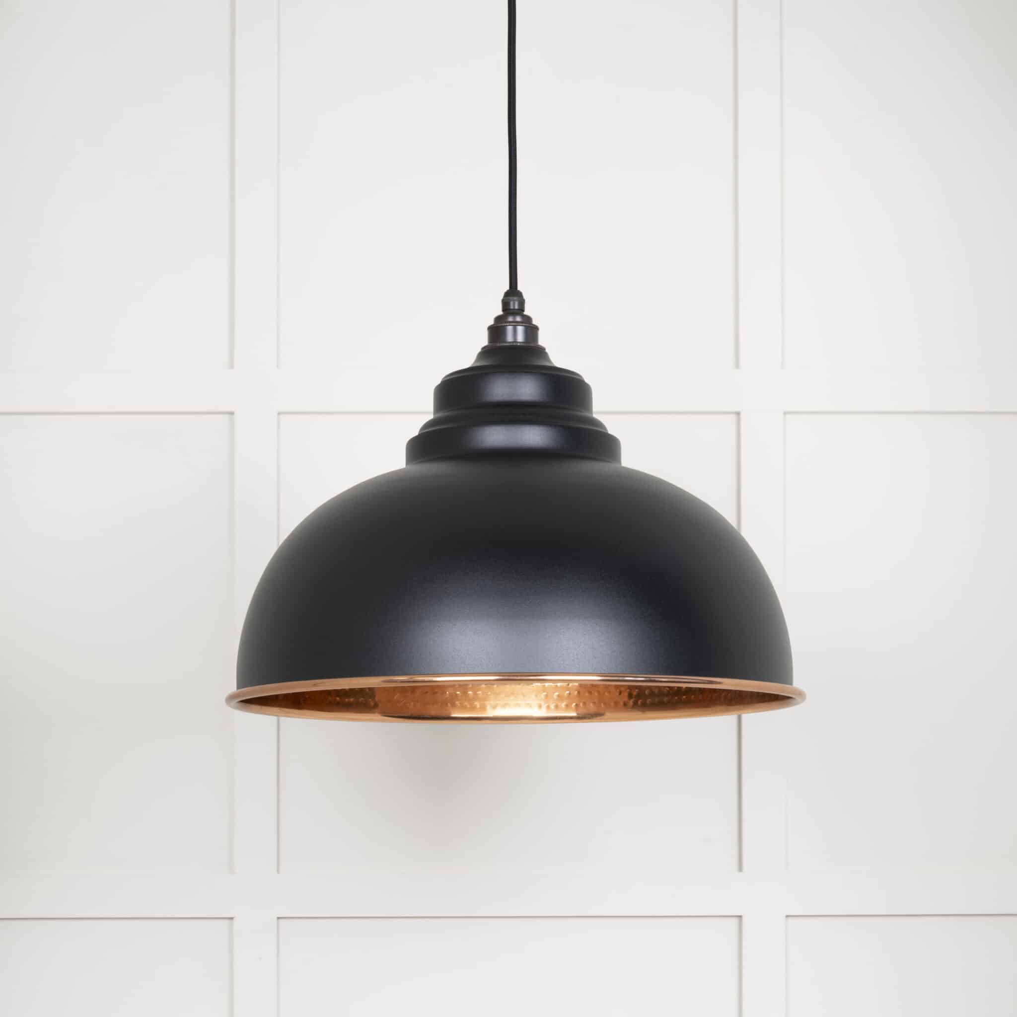Hammered Copper Harborne Pendant in Elan Black 1