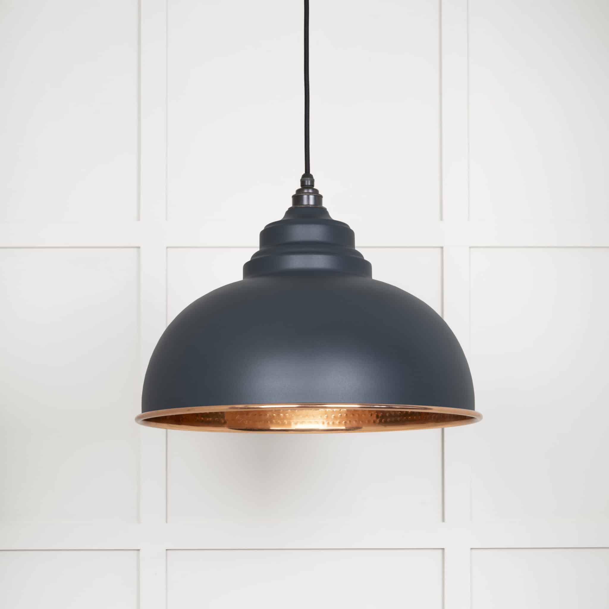Hammered Copper Harborne Pendant in Soot 1