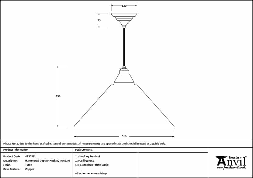 Hammered Copper Hockley Pendant in Tump 3