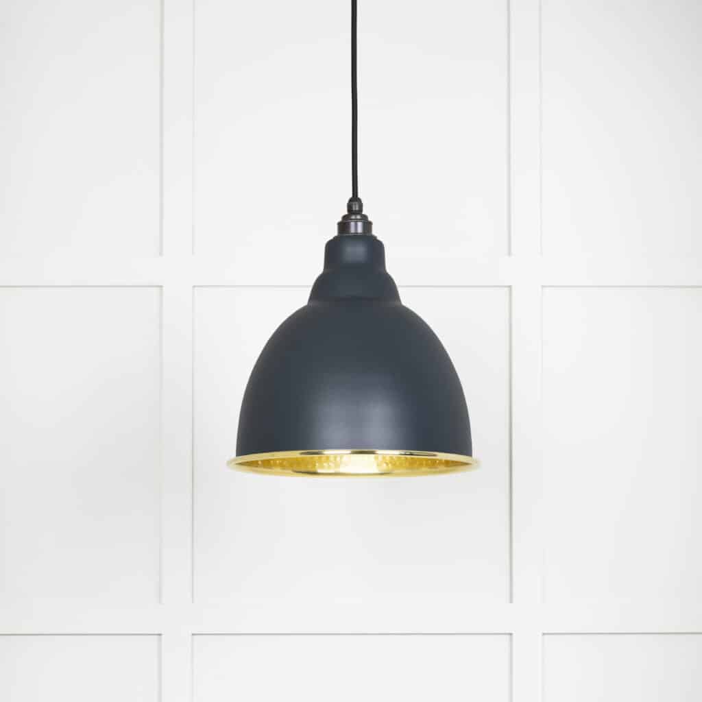 Hammered Brass Brindley Pendant in Soot 1