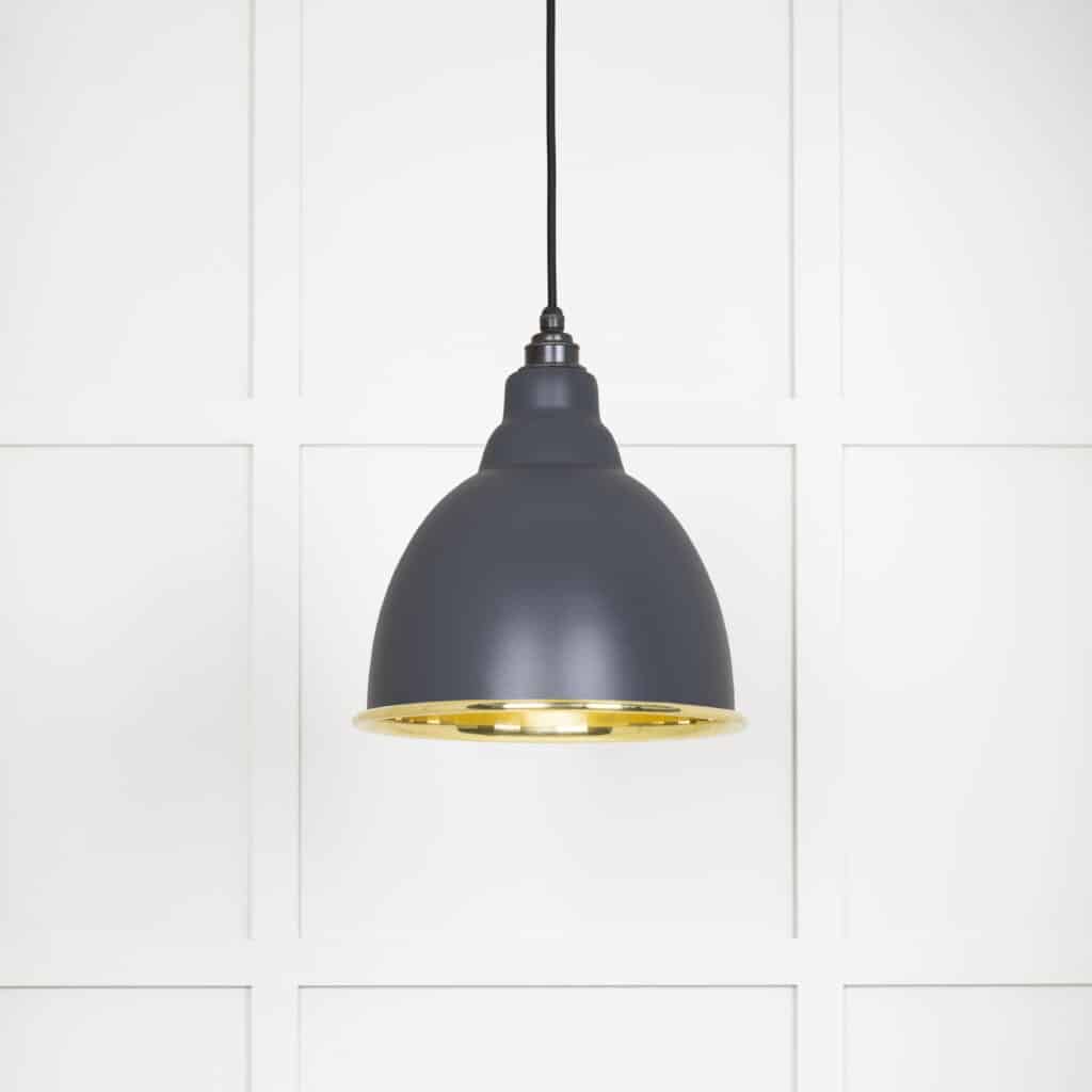 Smooth Brass Brindley Pendant in Slate 1