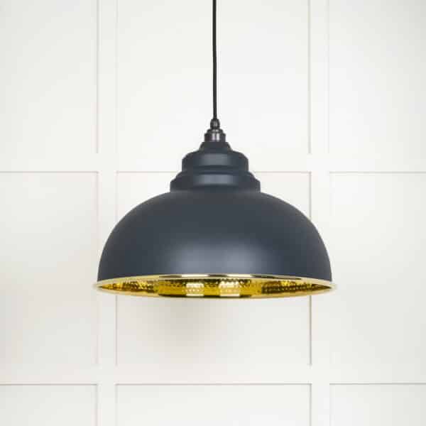 Hammered Brass Harborne Pendant in Soot 2