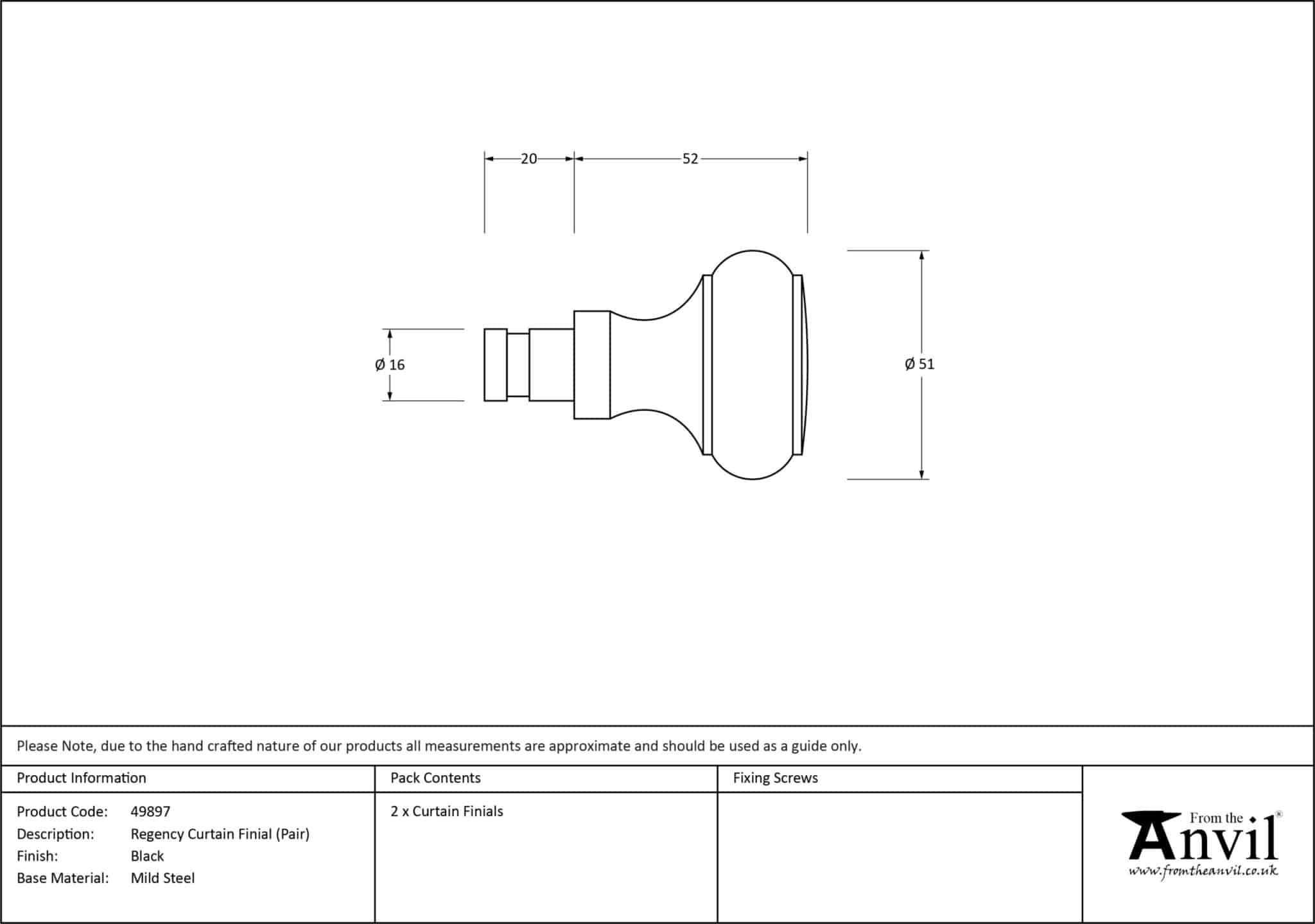Black Regency Curtain Finial (pair) 3