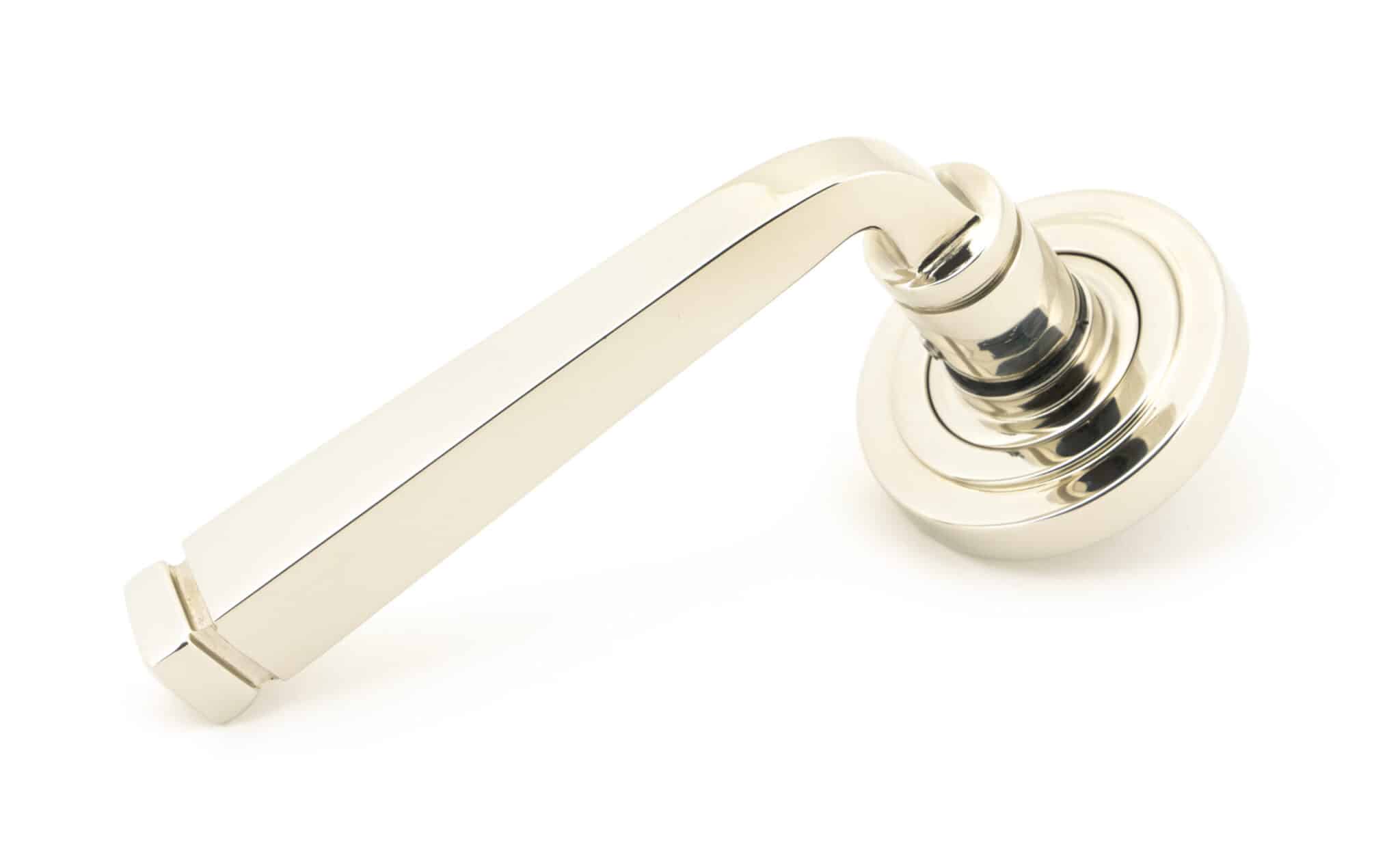 Polished Nickel Avon Round Lever on Rose Set (Art Deco) - Unsprung 1