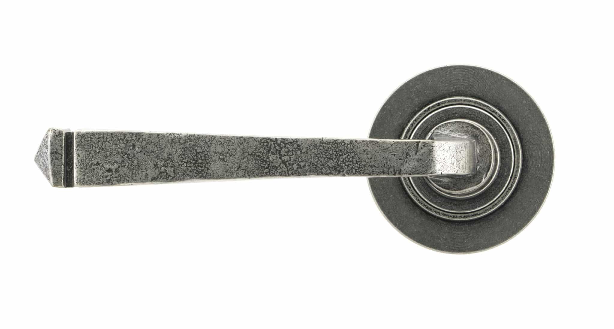 Pewter Avon Round Lever on Rose Set (Plain) - Unsprung 2