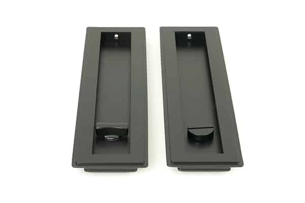 Matt Black 250mm Art Deco Rectangular Pull - Privacy Set 2