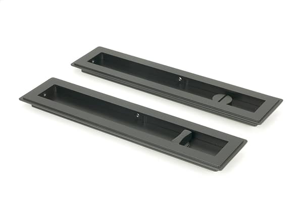 Matt Black 250mm Art Deco Rectangular Pull - Privacy Set 1