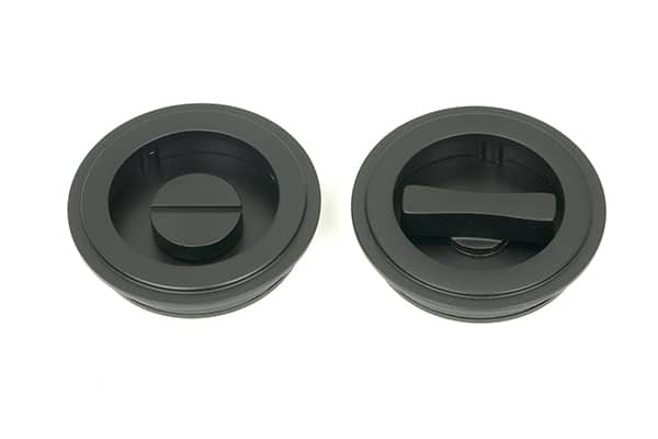 Matt Black 60mm Art Deco Round Pull - Privacy Set 1