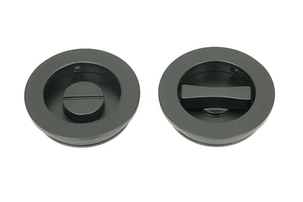 Matt Black 60mm Plain Round Pull - Privacy Set 1