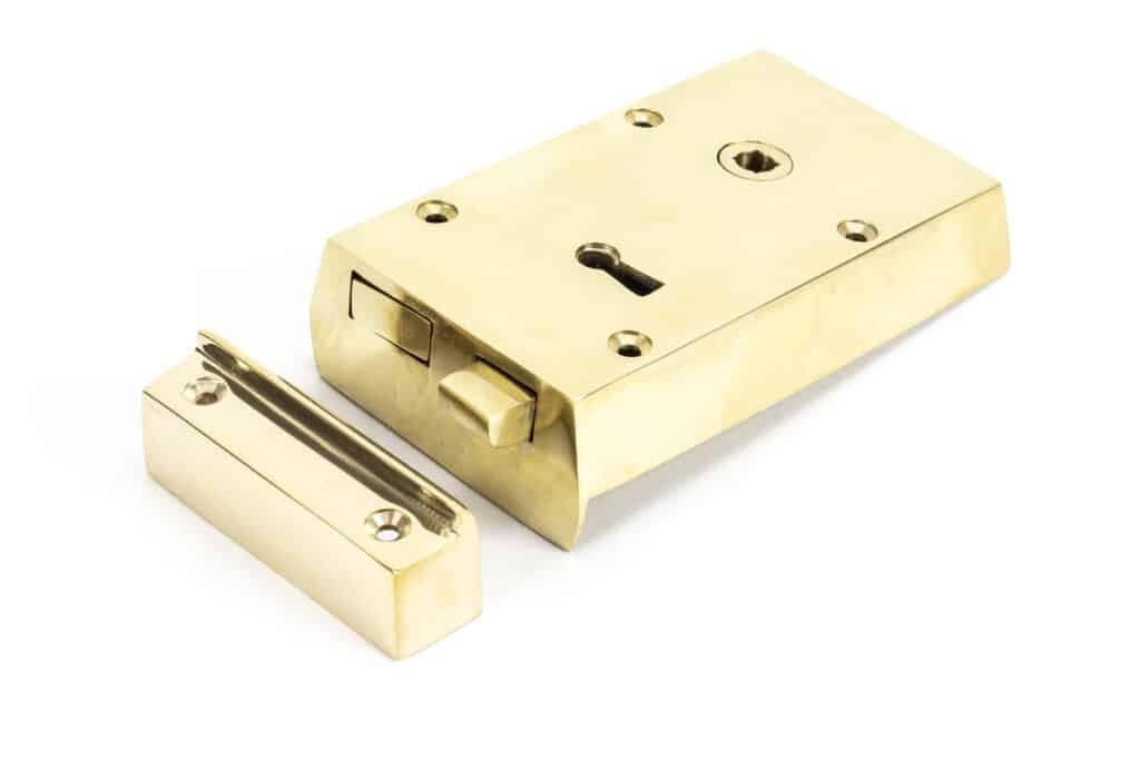Polished Brass Right Hand Rim Lock - Small 1