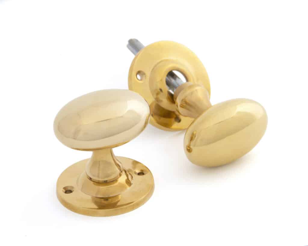 Polished Brass Oval Mortice/Rim Knob Set 1