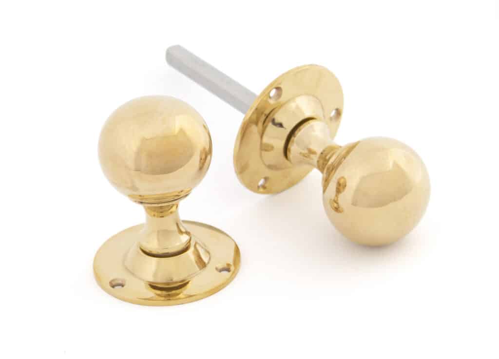 Polished Brass Ball Mortice Knob Set 1