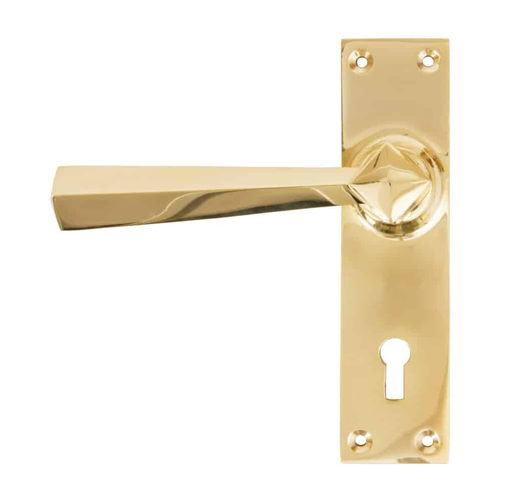 Polished Brass Straight Lever Lock Set 1