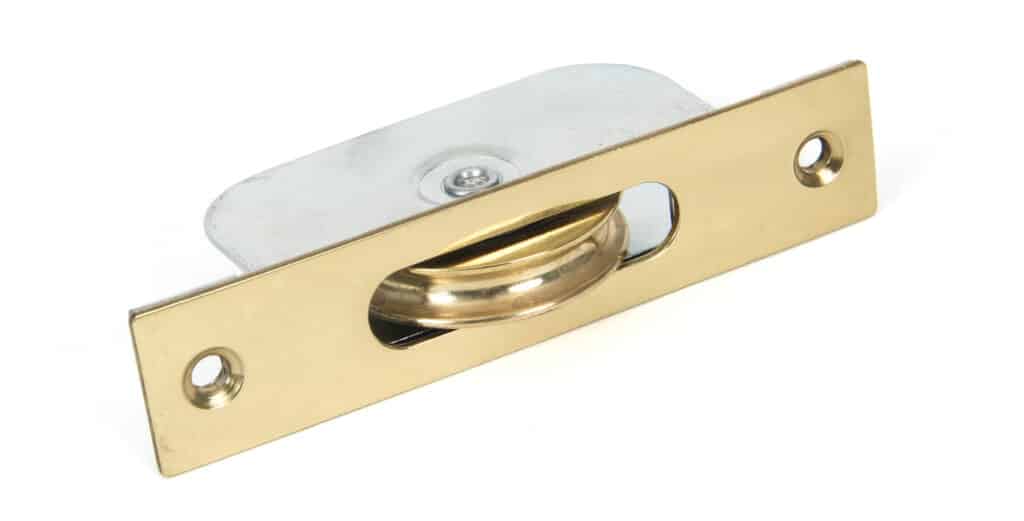 Lacquered Brass Square Ended Sash Pulley 75kg 1