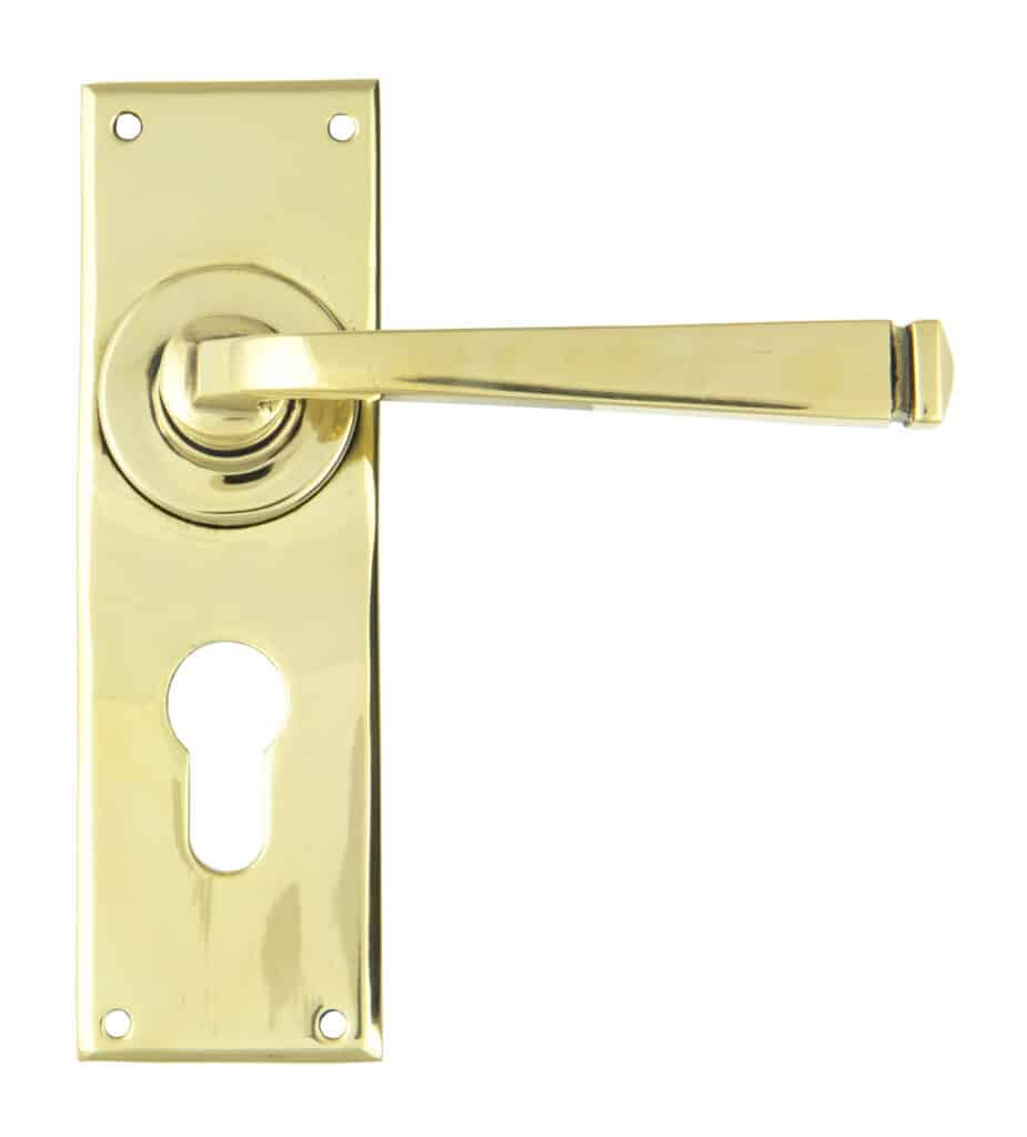 Aged Brass Avon Lever Euro Lock Set 1