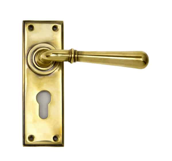 Aged Brass Newbury Lever Euro Lock Set 1