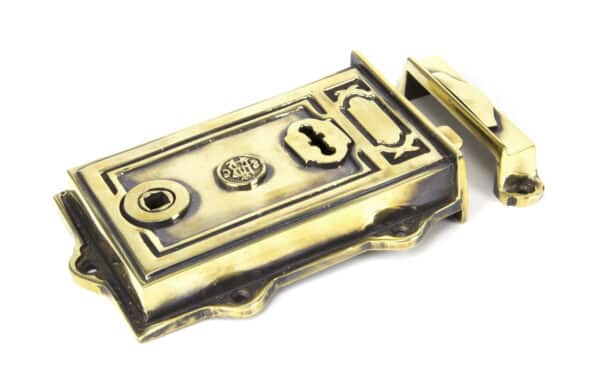 Aged Brass Davenport Rim Lock 2
