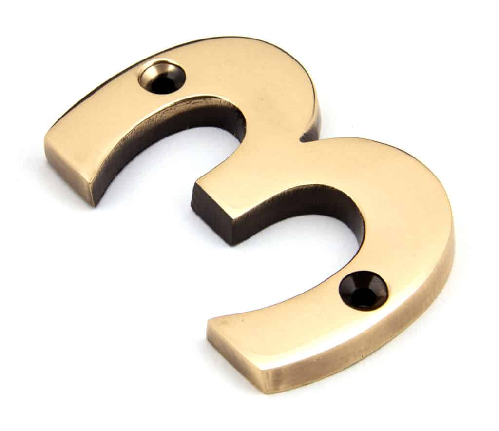 Polished Bronze Numeral 3 1