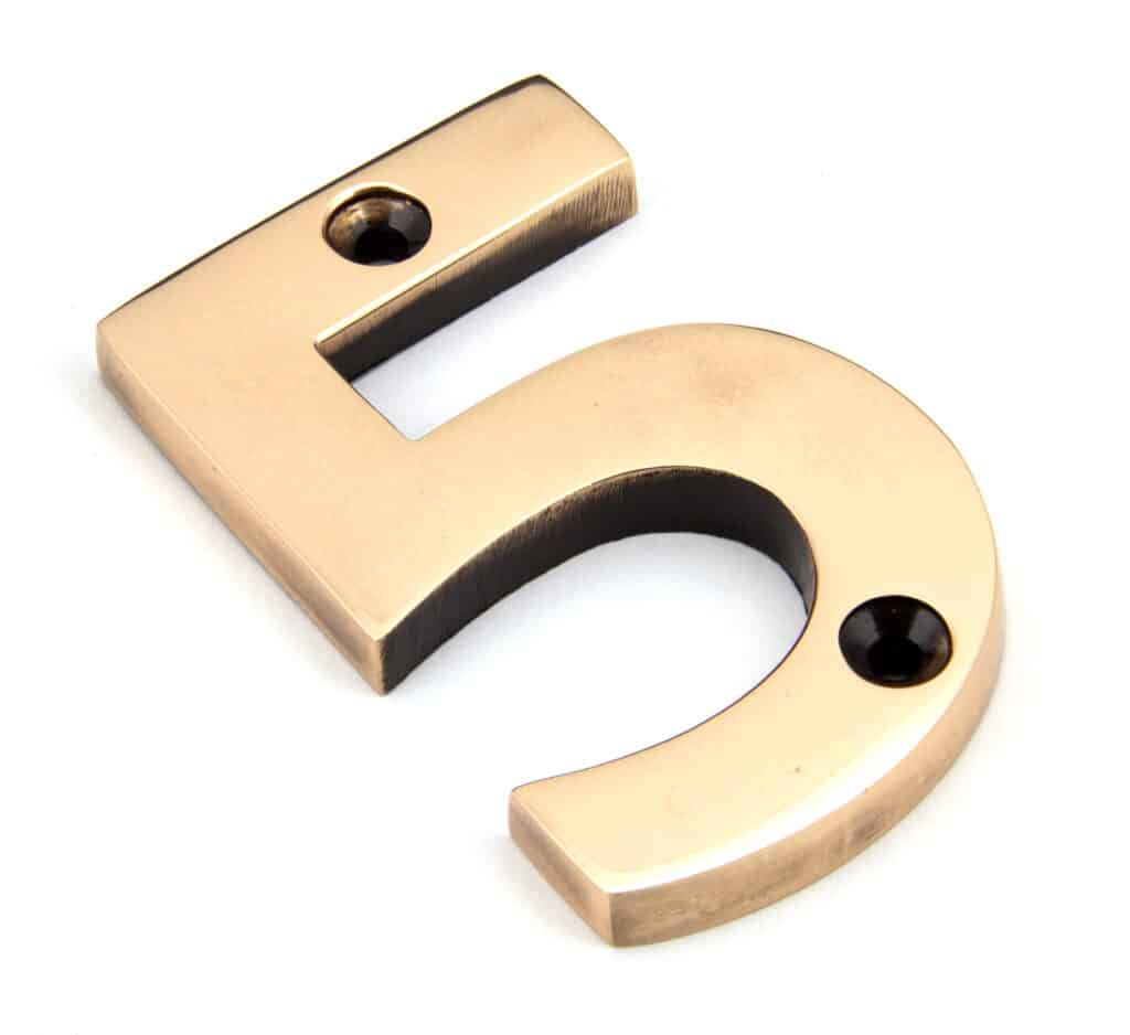Polished Bronze Numeral 5 1