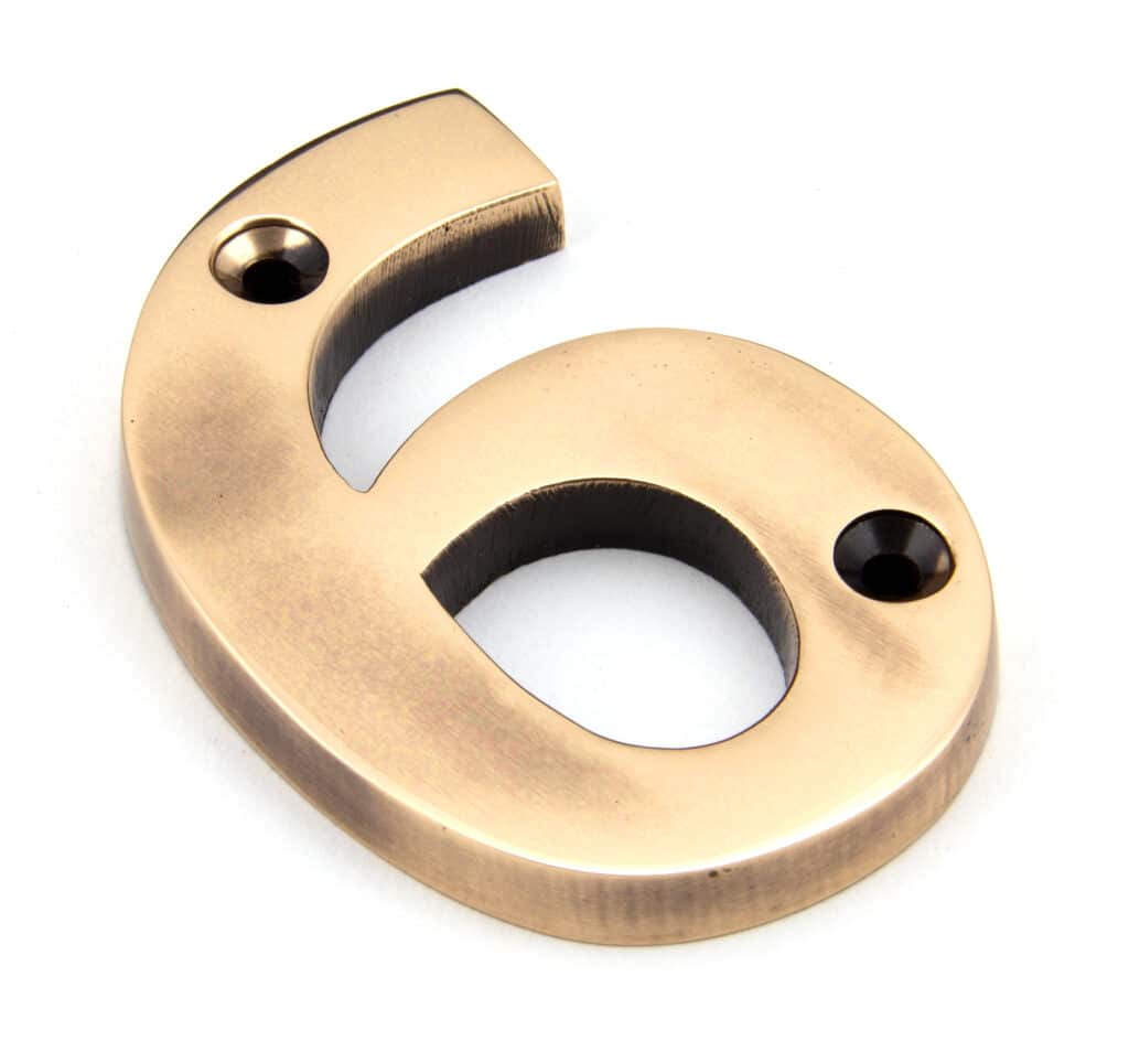 Polished Bronze Numeral 6 1