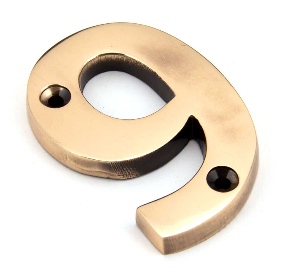Polished Bronze Numeral 9 1