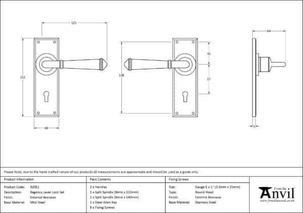 External Doors Beeswax Regency Lever Lock Set 3