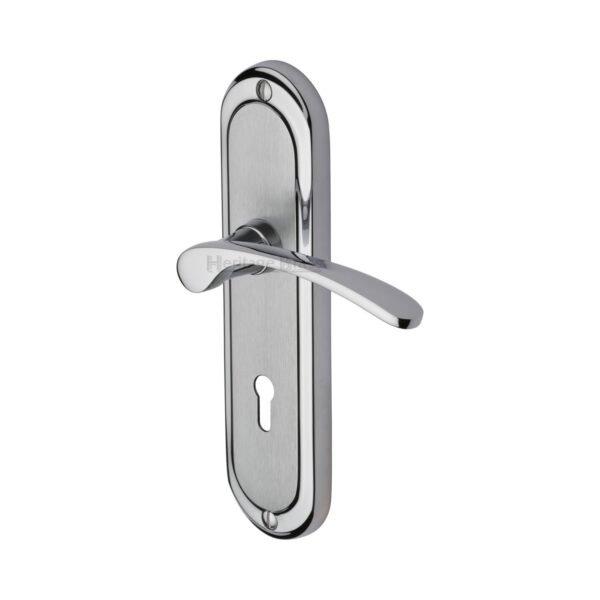 Heritage Brass Door Handle Lever Lock Ambassador Design Polished Nickel Finish 1