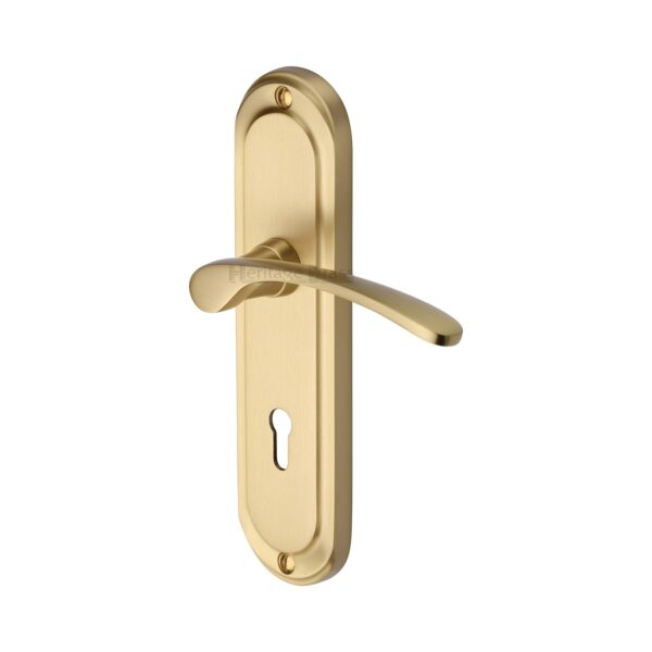 Heritage Brass Door Handle Lever Latch Ambassador Design Mercury Finish 1