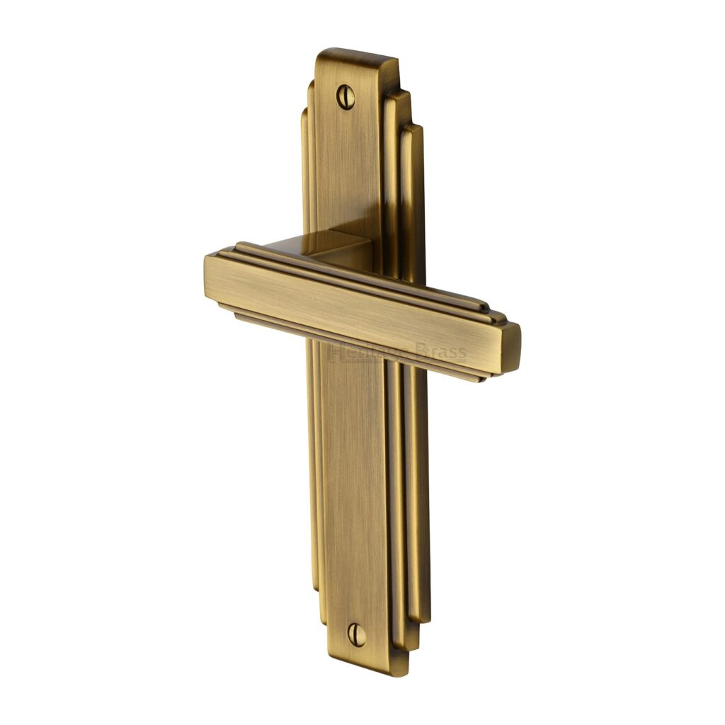 Heritage Brass Door Handle Lever Latch Astoria Design Satin Nickel Finish 1