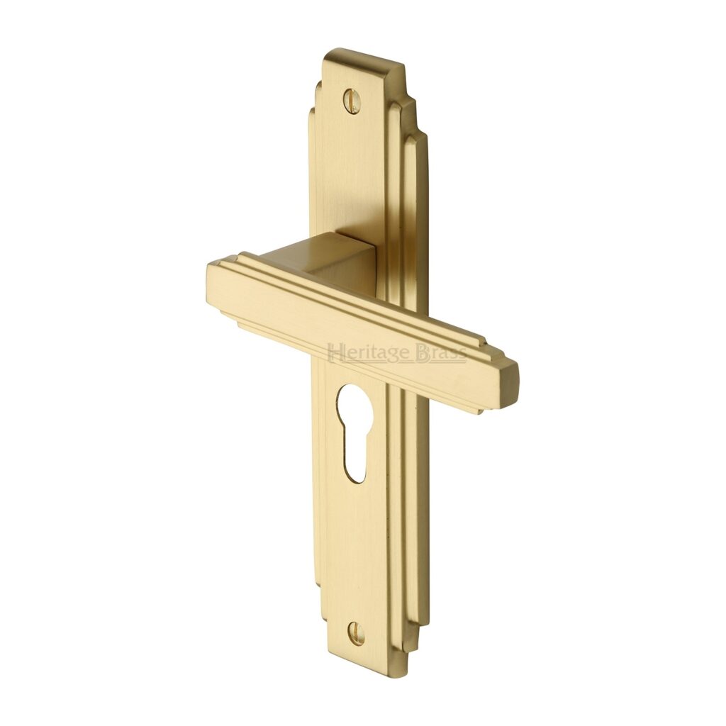 Heritage Brass Door Handle Lever Lock Atlantis Design Polished Nickel Finish 1