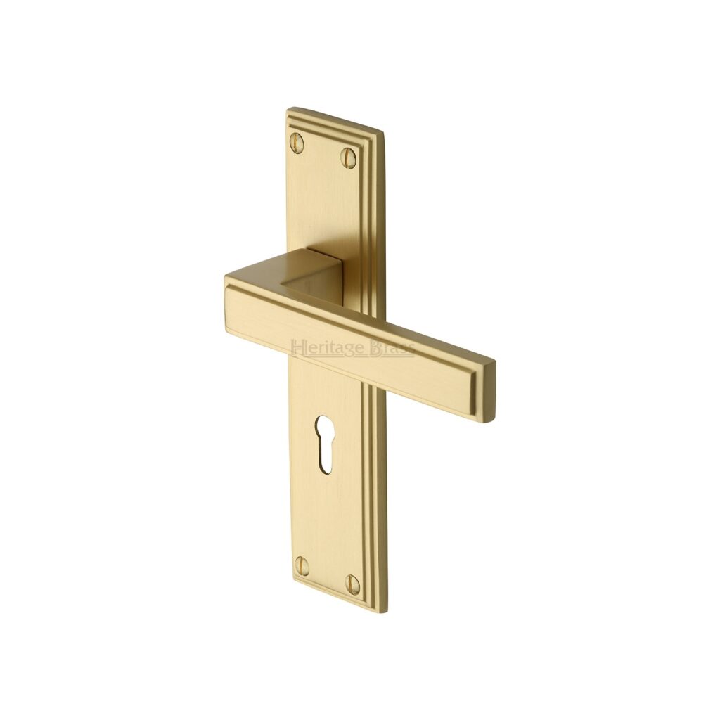 Heritage Brass Door Handle Lever Latch Atlantis Design Polished Nickel Finish 1