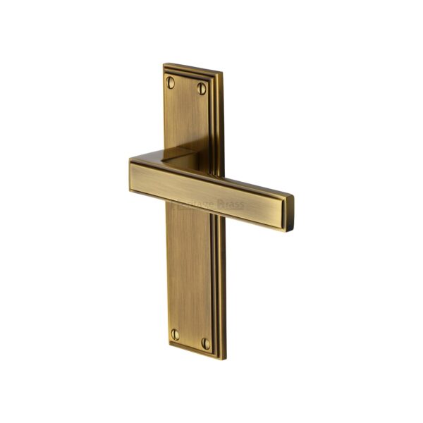 Heritage Brass Door Handle Lever Latch Atlantis Design Satin Nickel Finish 1