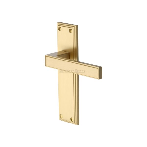 Heritage Brass Door Handle for Bathroom Atlantis Design Polished Nickel Finish 1