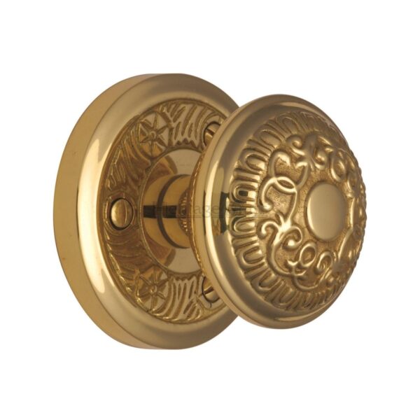 Heritage Brass Mortice Knob on Lock Plate Balmoral Design Polished Brass finish 1