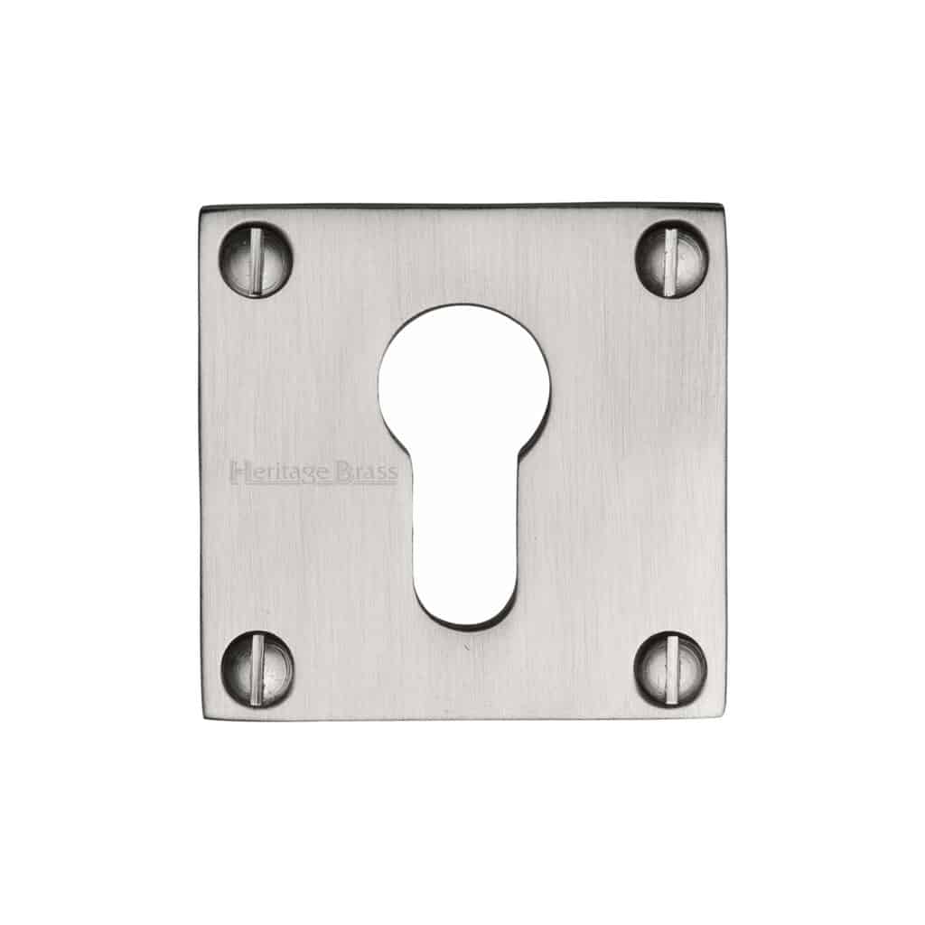 Heritage Brass Door Handle Lever Latch on Square Rose Bauhaus Design Satin Nickel Finish 1