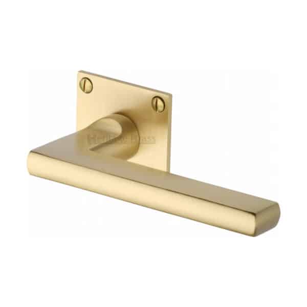 Heritage Brass Door Handle Lever Lock Bauhaus Design Polished Nickel Finish 1