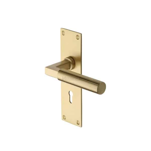 Heritage Brass Door Handle Lever Latch Bauhaus Design Polished Nickel Finish 1