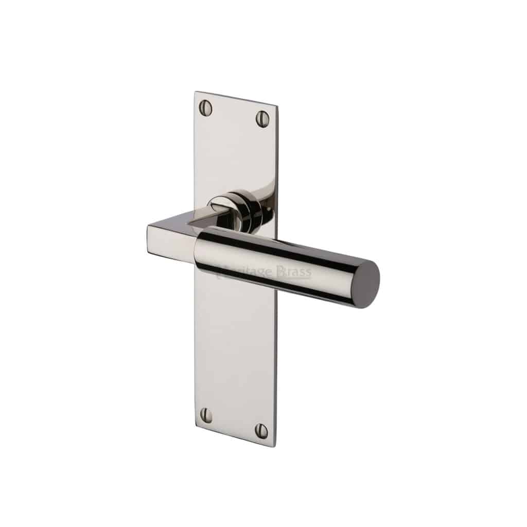 Heritage Brass Door Handle for Bathroom Bauhaus Design Polished Chrome Finish 1
