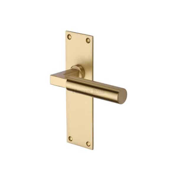 Heritage Brass Door Handle for Bathroom Bauhaus Design Polished Nickel Finish 1