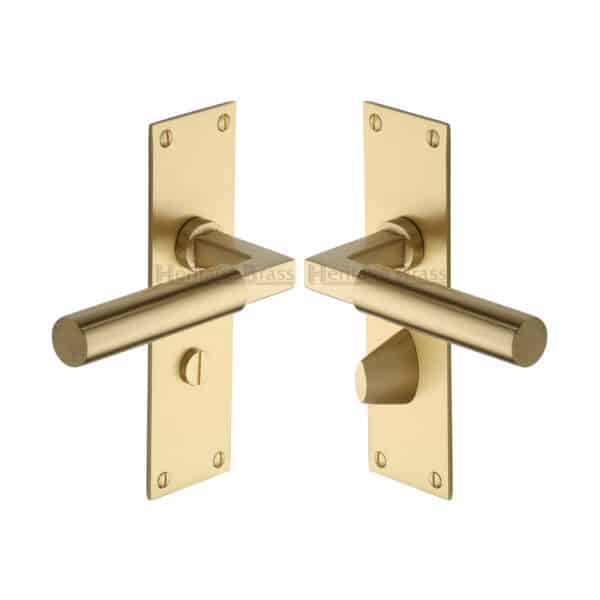 Heritage Brass Door Handle for Euro Profile Plate Bauhaus Design Polished Nickel Finish 1