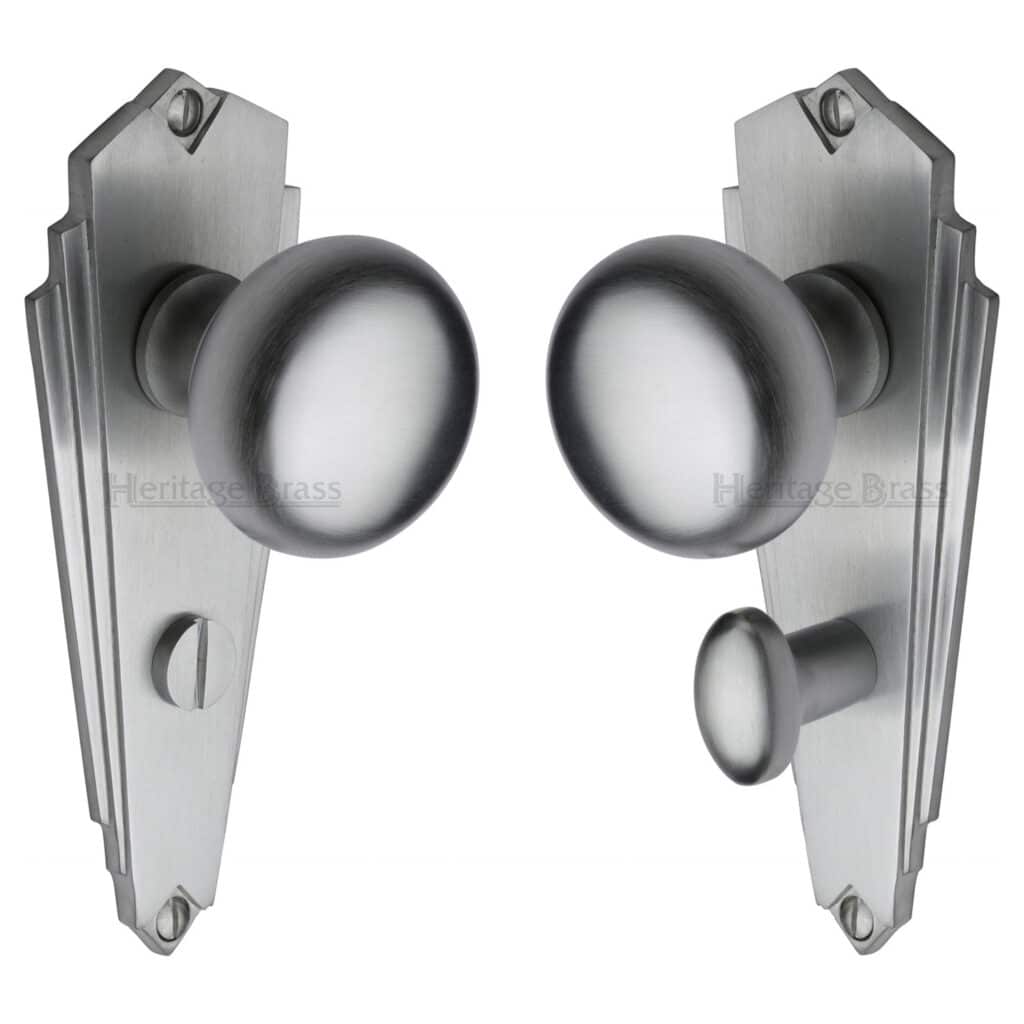 Heritage Brass Mortice Knob on Euro Profile Plate Broadway Design Satin Chrome finish 1